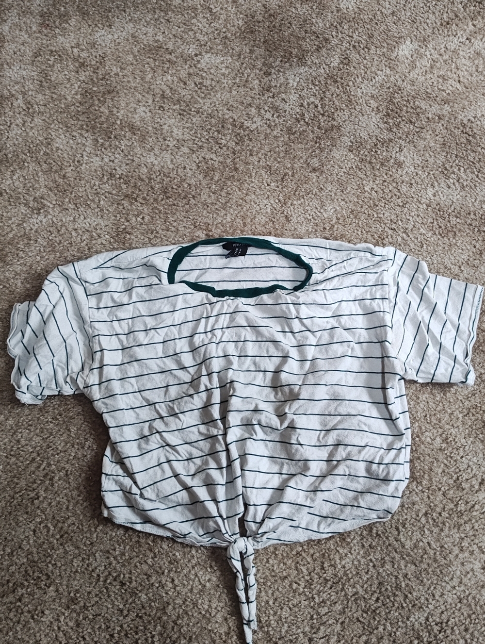 Rue21 Green and White Striped Short Sleeve Top